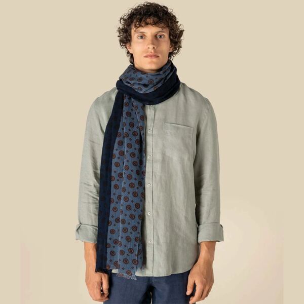 Spasso Blue Garnet Flowers Scarf Thumbnail